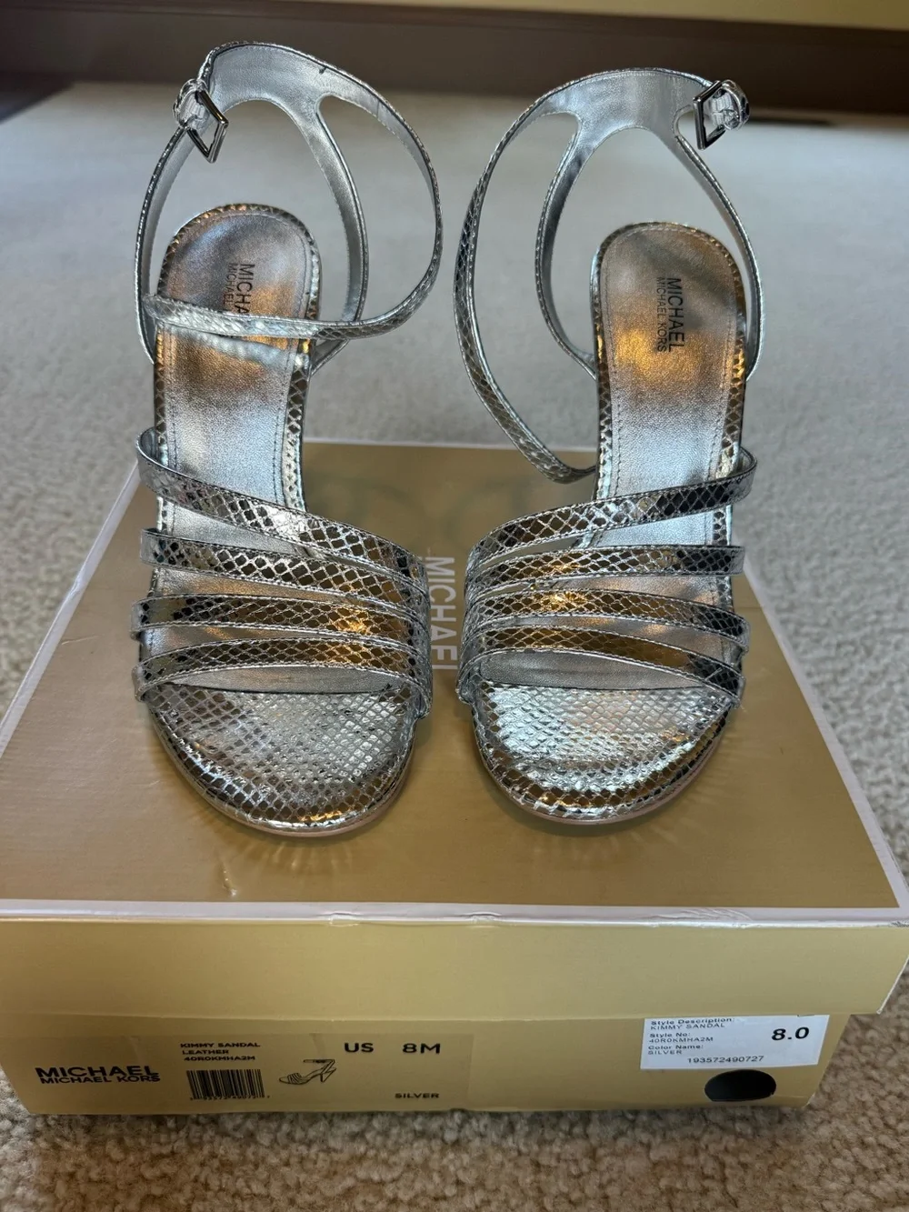 Michael Kors Silver Kimmy Sandals